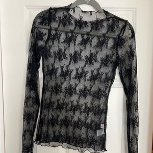 Pink Lily Black Floral Lace Top